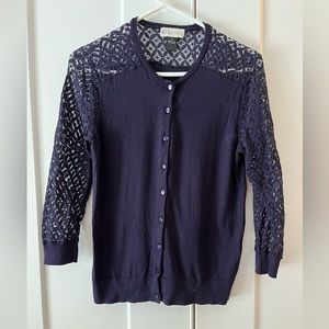 Navy blue 3/4 sleeve cardigan